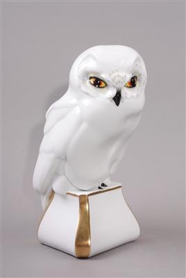 Schneeeule, deutsches Porzellan, Marke Lorenz Hutschenreuther/Kunstabteilung, - Porcelán, sklo a keramika