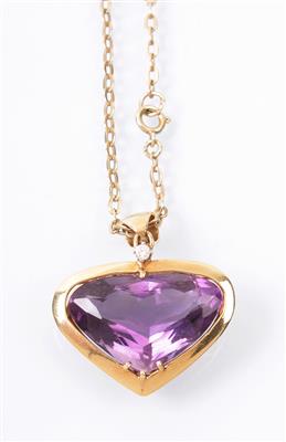 Brillant/Amethyst-Anhänger an Halskette - Schmuck und Uhren