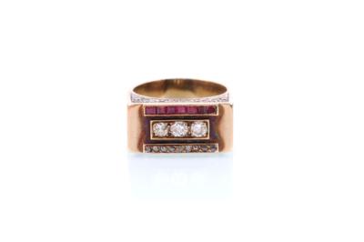 Altschliffbrillant/Diamant/ Rubinring - Jewellery, antiques and art