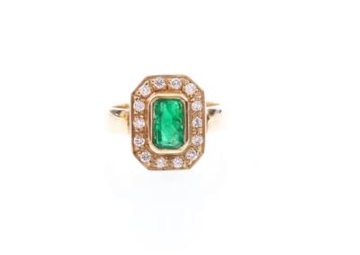 Brillant/Smaragddamenring - Jewelry & Watches