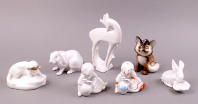 Gruppe Figuren (7 Stück) ungarisches Porzellan, Marke Zsolnay/Pecs, - Porcelán, sklo a keramika