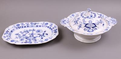 Suppenterrine mit Deckel/ ovale Platte, Meissner Porzellan - Porcellana, vetro e ceramica