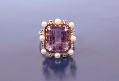 Diamant/Amethyst/Kulturperlen-Ring - Schmuck, Kunst & Antiquitäten