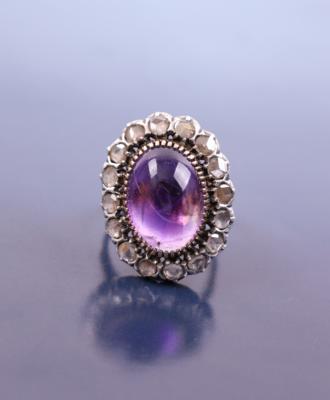 Diamant/Amethyst-Damenring - Klenoty, umění a starožitnosti