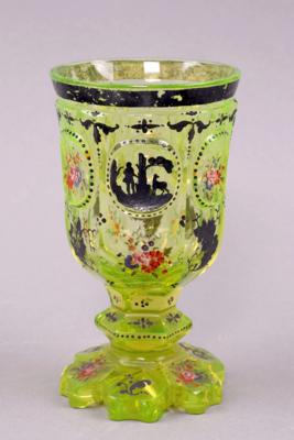 Biedermeier Fußbecher, Böhmen um 1830/40, - Klenoty, umění a starožitnosti