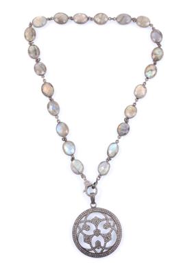 Diamant 1,50 ct, Anhänger mit Labratorit Halskette - Schmuck, Kunst & Antiquitäten