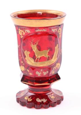 Biedermeier Fußbecher, Böhmen um 1840, - Klenoty, umění a starožitnosti