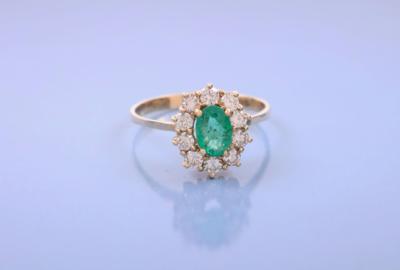 Brillanten 0,60 ct Smaragd Damenring - Jewellery and watches