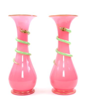 Außergewöhnliches Vasenpaar, vermutlich Glashütte Schachenbach/Bayr. Wald, 19. Jhdt., - Gioielli, arte e antiquariato