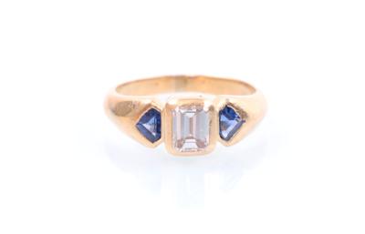 Diamant/Saphirdamenring - Jewellery, antiques and art