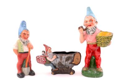 3 Gartenfiguren "Zwerge", 20. Jhdt., - Schmuck, Kunst & Antiquitäten