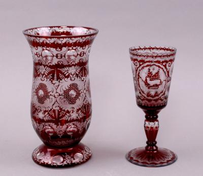 Vase/Pokalglas, im Stile Egermann/Böhmen, - Jewellery, antiques and art