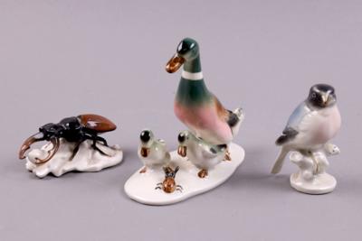 3 Tierfiguren, - Jewellery, antiques and art