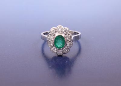 Brillanten/Smaragd Ring - Klenoty, umění a starožitnosti
