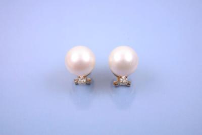 Brillant-Perlen-Ohrclipse - Schmuck, Kunst & Antiquitäten