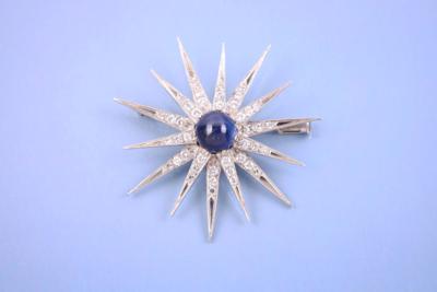 Brillant/Diamant/Saphirbrosche zus. ca. 0,65 ct - Jewellery, Works of Art and art