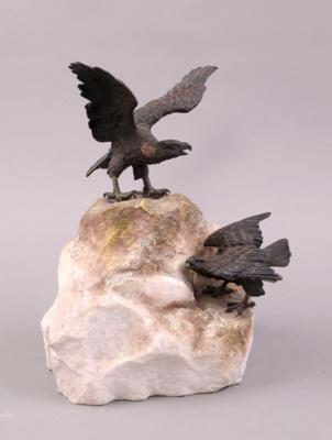 Dekorationsfigur "Adlerpaar auf Felsen", - Gioielli, arte e antiquariato