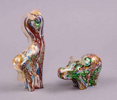 2 Tierfiguren, Kollektion Iprexiosi La Murrina/Murano, - Klenoty, umění a starožitnosti