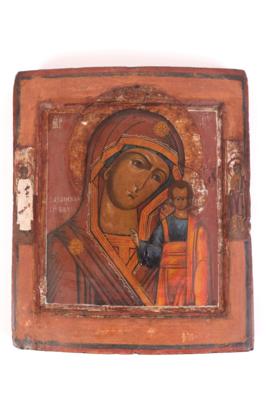 Ikone "Gottesmutter von Kasan", Russland 19. Jhdt., - Klenoty, umění a starožitnosti