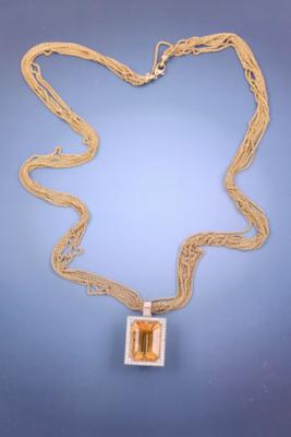 Brillant/Citrinanhänger Gold/Weißgold 750, an siebenreihigem Collier Gold 585 - Jewellery, Works of Art and art