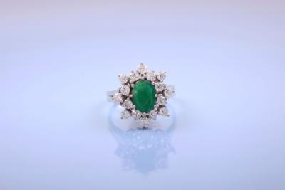 Brillant/Smaragddamenring zus. ca. 0,80 ct - Jewellery, Works of Art and art