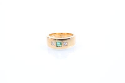 Diamant/Smaragddamenring - Schmuck, Kunst & Antiquitäten