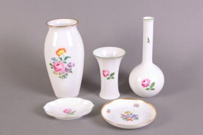 3 Vasen/2 Schälchen, Wiener Porzellan, Marke Augarten, - Klenoty, umění a starožitnosti