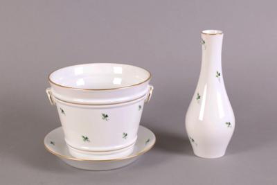 Blumenübertopf mit Untersatz/Vase, Wiener Porzellan, Marke Augarten, - Gioielli, arte e antiquariato