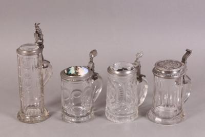 4 verschiedene Bierkrüge, letztes Viertel 19. Jhdt., - Jewelry, Art & Antiques