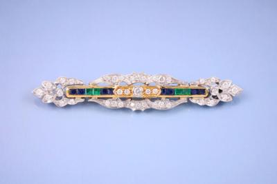 Brillant/Farbstein-Brosche zus. ca. 0,80 ct - Jewelry, Art & Antiques