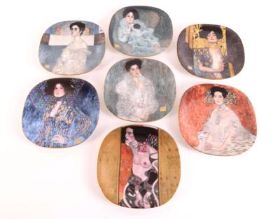 7 Wandteller, nach Gustav Klimt, "Phantastische Meisterwerke", - Jewelry, Art & Antiques