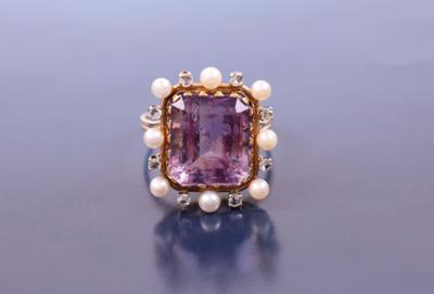 Diamant/Amethyst/Kulturperlen-Ring - Šperky, umění a starožitnosti