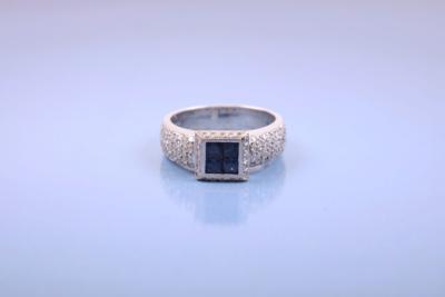 Brillanten 0,69 ct(gravieret) Saphir Damenring - Jewellery and watches
