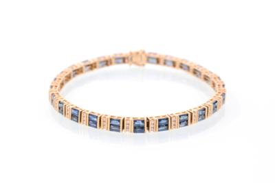 Brillanten ca. 0,80 ct, Saphire-Armband - Klenoty a Hodinky