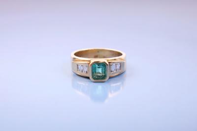Smaragd/Diamant-Damenring - Klenoty a Hodinky