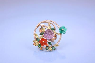 Brillant-Blumenring zus. ca. 0,60 ct - Gioielli, arte e antiquariato