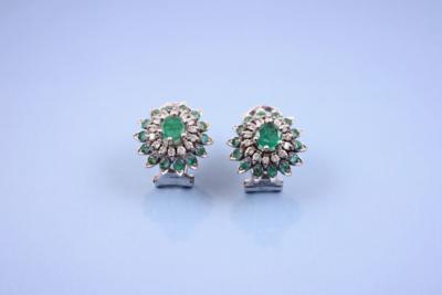 Brillant/Smaragdohrsteck clipse - Jewelry, Art & Antiques