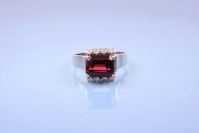 Granat/Brillant-Ring - Jewelry, Art & Antiques