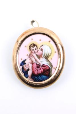 Mutter Gottes mit Kind Anhänger/Brosche - Schmuck, Kunst & Antiquitäten