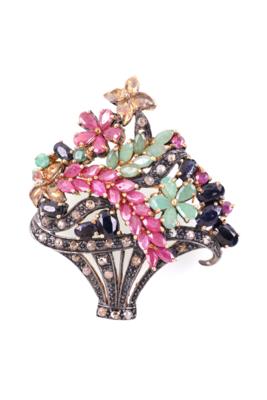 Diamantbrosche "Blumenkorb" - Jewelry, Art & Antiques