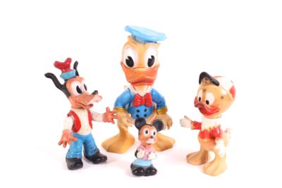4 Walt Disney Comicfiguren "Donald Duck, Goofy, Mickey  &  Tick", - Šperky, umění a starožitnosti
