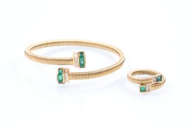 Brillant/Smaragdschmuckgarnitur - Jewelry, Art & Antiques