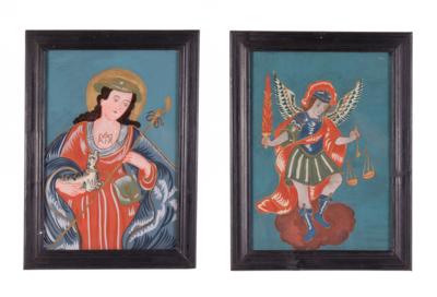 2 Hinterglasbilder, 1. Hälfte 20. Jhdt., - Jewelry, Art & Antiques