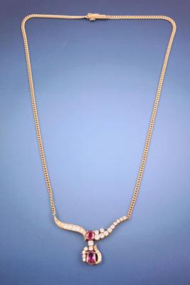 Brillant/Rubin-Collier zus. ca. 1,30 ct - Schmuck, Kunst & Antiquitäten