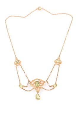 Peridot/Kulturperlencollier - Schmuck, Kunst & Antiquitäten