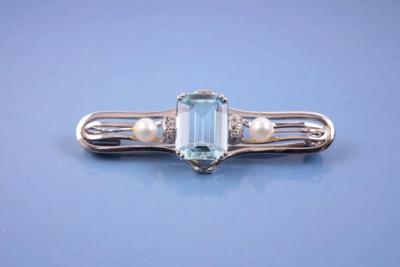 Aquamarin/Diamantbrosche - Jewelry, Art & Antiques