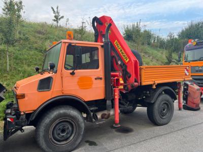 Selbstfahrende Arbeitsmaschine Mercedes Unimog U1250mit Ladekran Palfinger PK10500 - Macchine e apparecchi tecnici