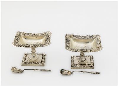 Paar Wiener Gewürzschalen mit Löffel - Grazer Kunst und Antiquitäten Auktion