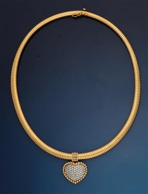 Brillantherzanhänger an Collier Schlangenfasson - Art and Antiques, Jewellery