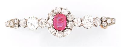 Brillant/Rubin Brosche - Art, Antiques and Jewellery